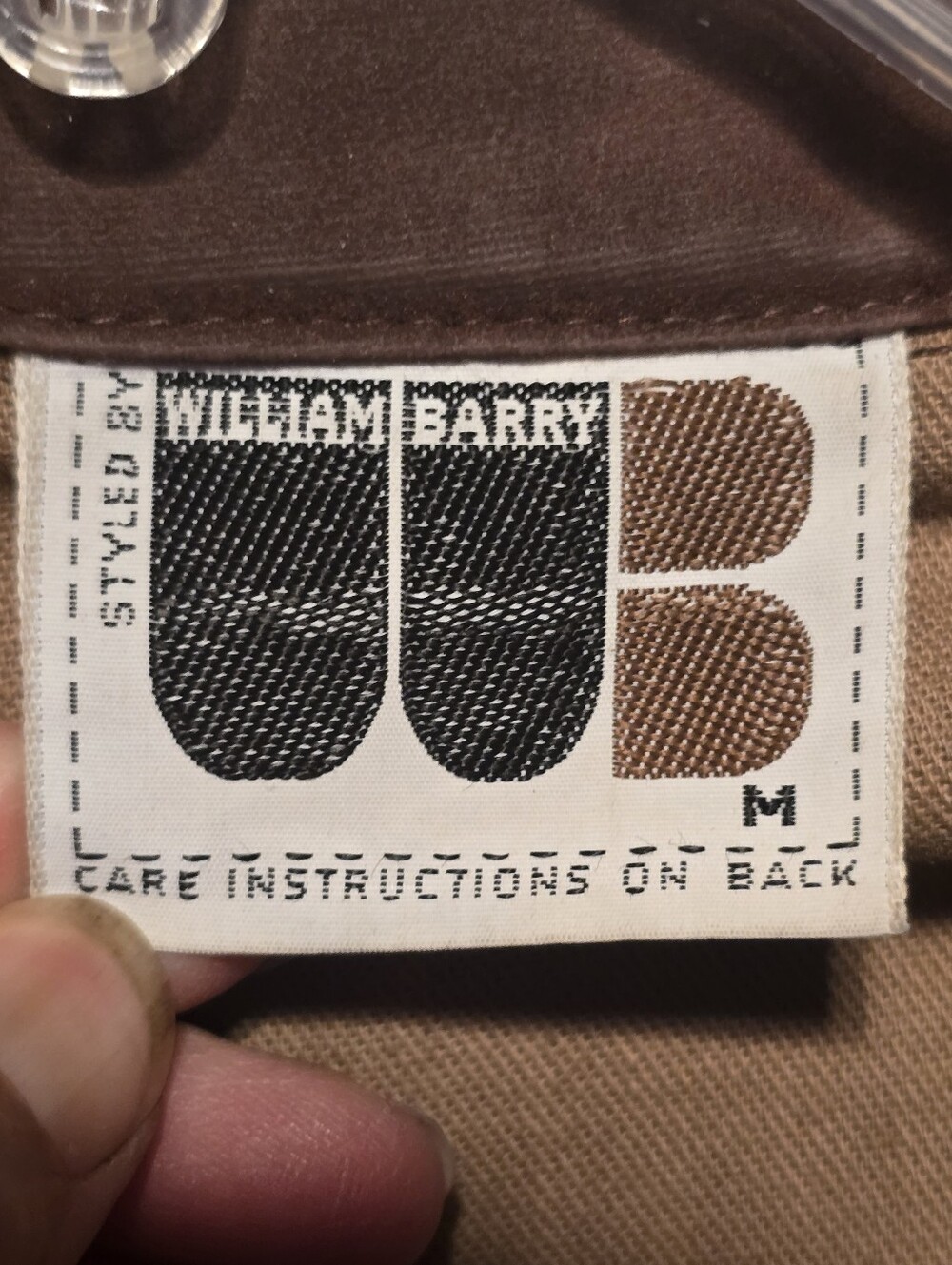William Barry Solid Button-Up Shirt Mens M Long Sleeve Pockets Brown Vtg - Picture 2 of 8